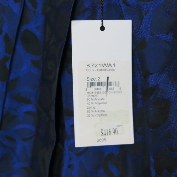 NWT St. John Cobalt/Caviar Evening Satin-Sheen Skirt Size 2 MSRP $695
